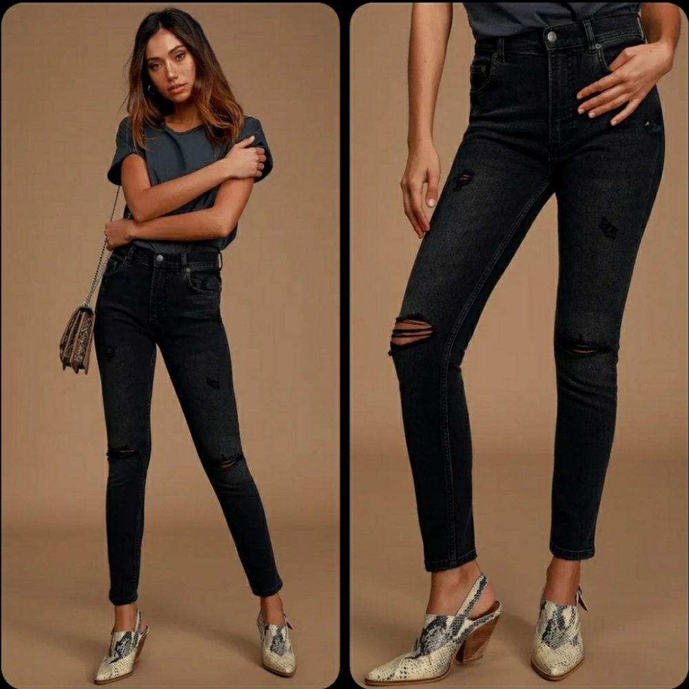 🌈 Boyish Zachary destructed Jeans Touch of Evil free people anthropologie black